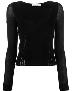 Jonathan Simkhai Sweetheart-Neck Fine-Knit Top - Black