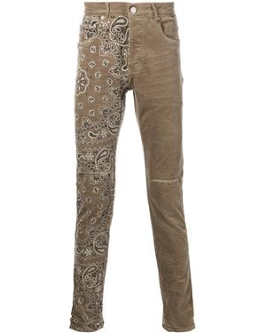 Purple Brand Corduroy Bandana-Print Skinny Jeans - Natural