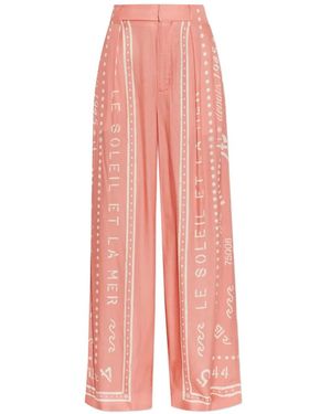 Balmain Slogan-Print Palazzo Trousers - Pink