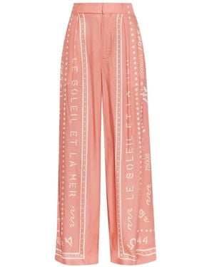 Balmain Slogan-Print Palazzo Trousers - Pink