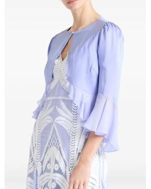 Temperley London Leilani Ruffled Silk-Blend Jacket - Blue
