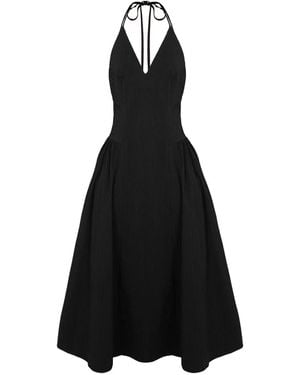 RAQUETTE Vestido con cuello halter y pliegues - Negro