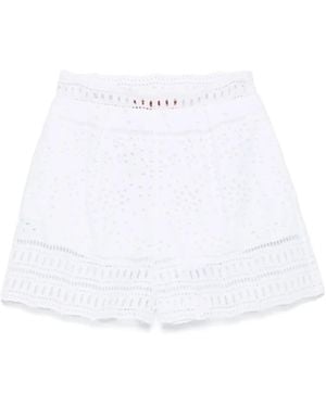 Ermanno Scervino Pantalones cortos con bordado inglés - Blanco
