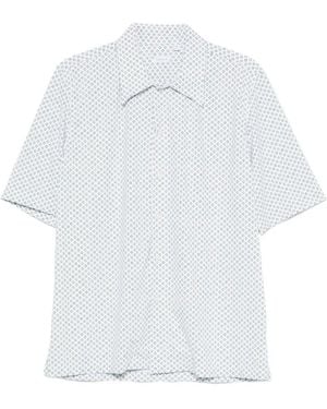 Orian Geometric-Print Short-Sleeve Shirt - White