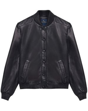 Brooks Brothers Leather Bomber Jacket - Blue