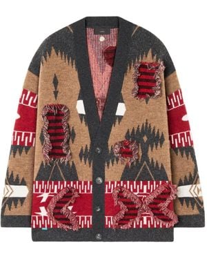 Alanui Patterned Fringed Cardigan - Red