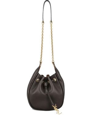 Saint Laurent Paris Drawstring Chain Bucket Bag - Black