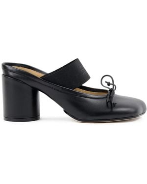 MM6 by Maison Martin Margiela 70 Mm Ballet Muiltjes Met Logo-Elastiek - Zwart