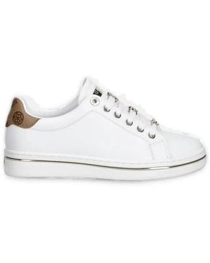 Guess Logo-Plaque Lace-Up Sneakers - White