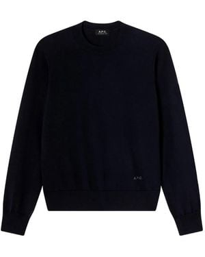 A.P.C. Logo-Embroidered Wool Sweater - Blue
