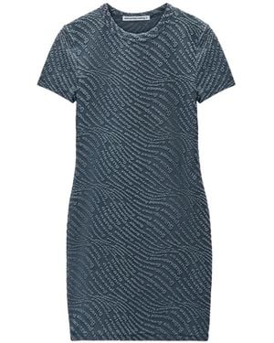 Alexander Wang Vestido Corto Con Logo En Jacquard - Azul
