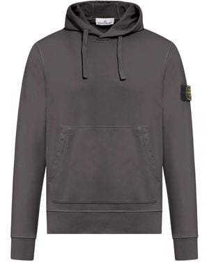 Stone Island Drawstring Hood Sweatshirt With Pocket - Grey