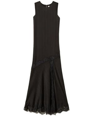 Twinset Long Satin And Lace Dress - Black