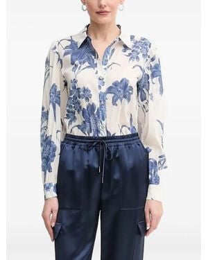 Guess Floral-Print Button-Fastening Shirt - Blue