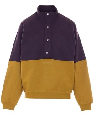 Saint Laurent Colour-Block Logo-Embroidered Jumper - Blue