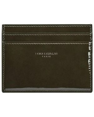 Saint Laurent Patent-Leather Card Holder - Brown