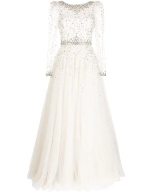 Jenny Packham Kuda ビジュートリム イブニングドレス - ホワイト