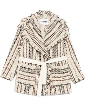 Isabel Marant Illisa Striped Fringed Jacket - Natural