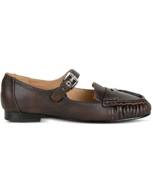 Bibi Lou Buckled Ruched Ballet Flats - White