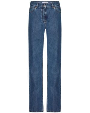 Valentino Garavani Mid-Rise Cotton-Blend Jeans - Blue