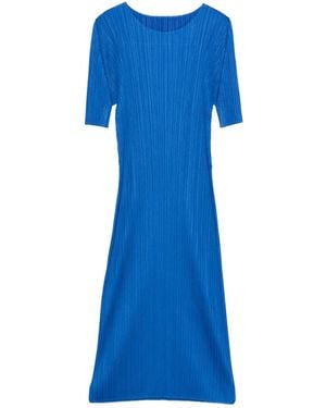 Pleats Please Issey Miyake Monthly Color August Pleated Midi Dress - Blue