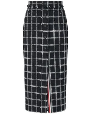 Thom Browne Windowpane Houndstooth Tweed Skirt - Black