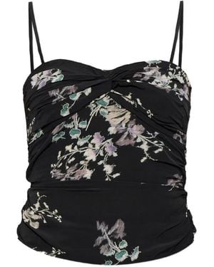 Isabel Marant Liese Floral-Print Ruched Top - Black