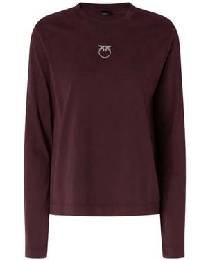 Pinko Love Birds-Plaque Long-Sleeve T-Shirt - Purple