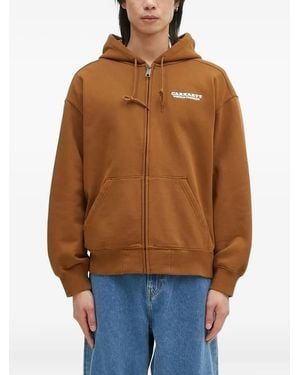 Carhartt Logo-Print Zip-Up Hoodie - Orange