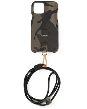 Tom Ford Camouflage-Print Lanyard Phone Case - Black