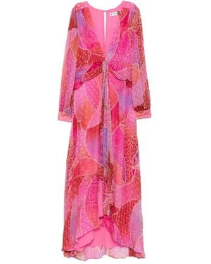 RIXO London Meera Avondjurk Met Gestrikt Detail En Bloemenprint - Roze