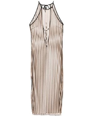 Kiki de Montparnasse Rayee Halter Tie Jurk - Naturel