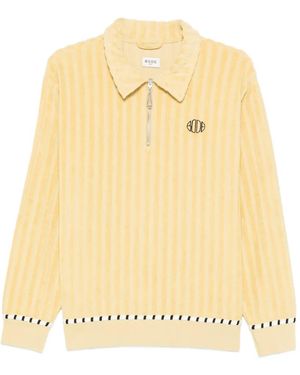 Bode Poloshirt Met Verticale Streep En Rits - Naturel
