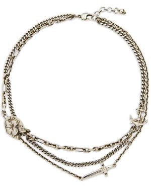 McQueen Accumulation Chain Charm Necklace - White