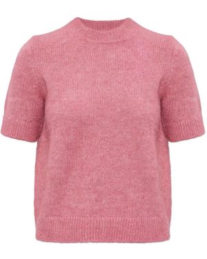 MICHAEL Michael Kors Elastic Ribbed Cuffs Knitted Top - Pink