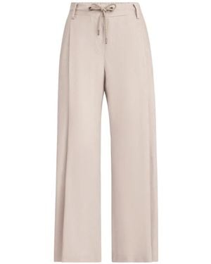 Brunello Cucinelli Linen Pants With Drawstring And Monili - Natural