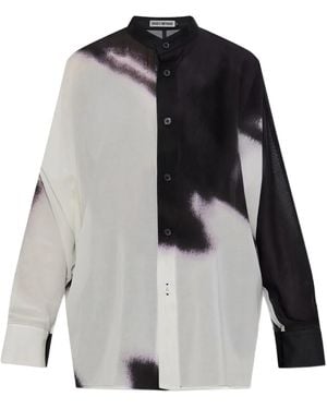 Issey Miyake Shadow Study Abstract-Print Button-Up Shirt - White