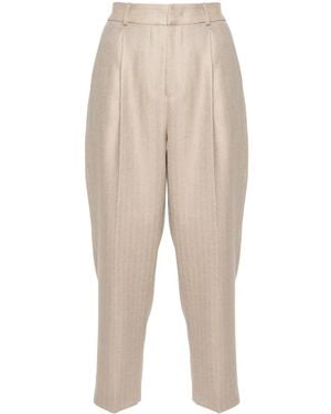 PT Torino Herringbone Trousers - Natural