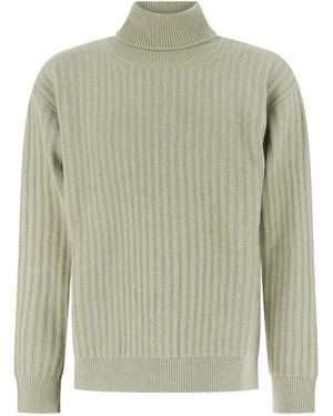 Alpha Studio Ribbed-Knit Roll-Neck Sweater - Green