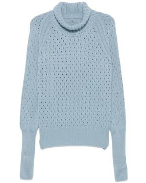 Ermanno Scervino Perforated-Knit Roll-Neck Jumper - Blue