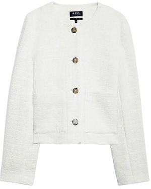 A.P.C. Buttoned Tweed Jacket - White