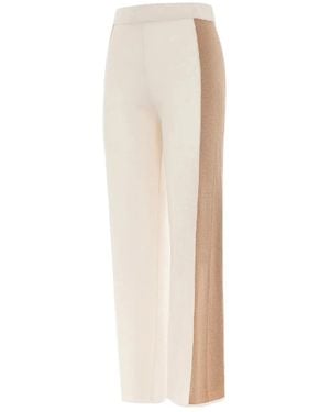 Akep Side-Stripe Straight Pants - White