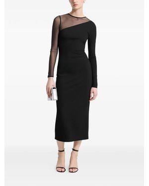 MARCELLA Milo Sheer-Panel Midi Dress - Black