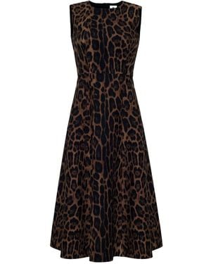 Adam Lippes Eloise Midikleid Mit Leoparden-Print - Schwarz