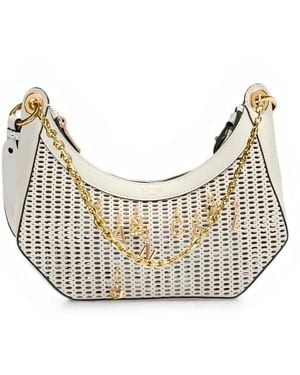 Lancel M Croisette Perforated Logo-Charm Shoulder Bag - Natural