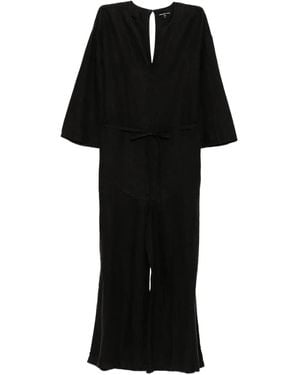 James Perse Belted Linen Jumpsuit - Black