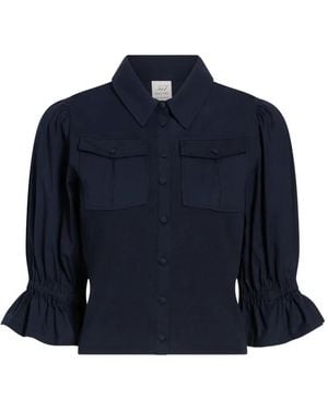 Cinq À Sept Lyric Ruffled Pocket Shirt - Blue
