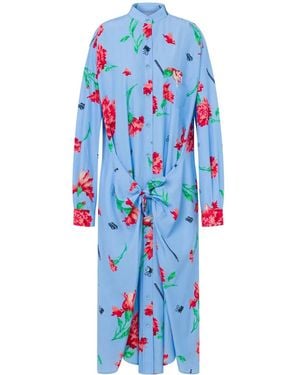 Moschino Floral-Print Midi Dress - Blue