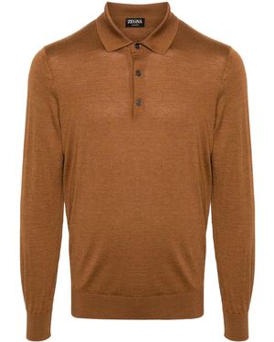ZEGNA Foliage Cashseta Polo Shirt - Brown