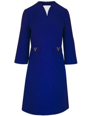 Valentino Garavani V-Neck Pocket Dress - Blue